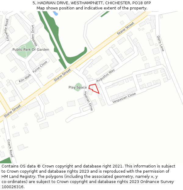 5, HADRIAN DRIVE, WESTHAMPNETT, CHICHESTER, PO18 0FP: Location map and indicative extent of plot