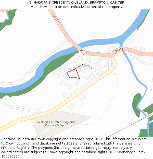 5, HADRIANS CRESCENT, GILSLAND, BRAMPTON, CA8 7BP: Location map and indicative extent of plot