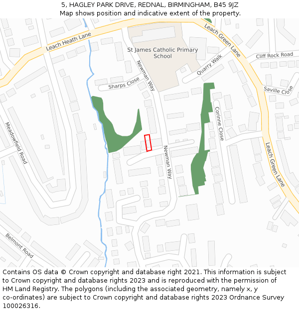 5, HAGLEY PARK DRIVE, REDNAL, BIRMINGHAM, B45 9JZ: Location map and indicative extent of plot