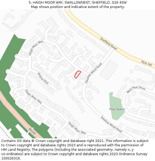 5, HAIGH MOOR WAY, SWALLOWNEST, SHEFFIELD, S26 4SW: Location map and indicative extent of plot