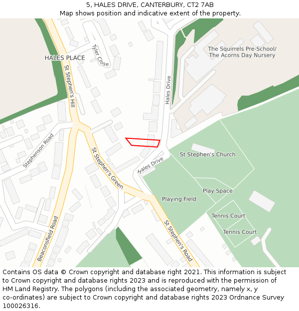 5, HALES DRIVE, CANTERBURY, CT2 7AB: Location map and indicative extent of plot