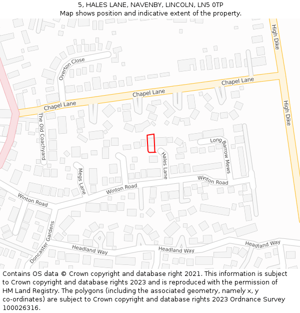 5, HALES LANE, NAVENBY, LINCOLN, LN5 0TP: Location map and indicative extent of plot