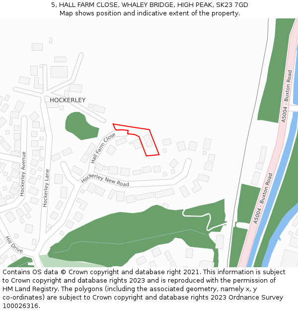 5, HALL FARM CLOSE, WHALEY BRIDGE, HIGH PEAK, SK23 7GD: Location map and indicative extent of plot