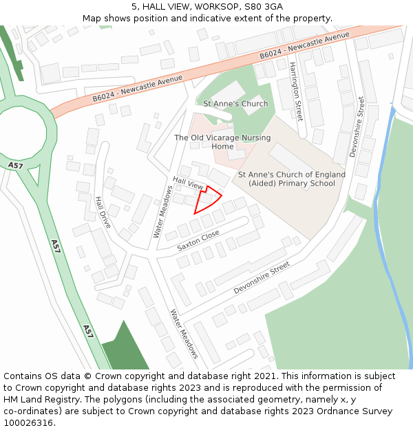 5, HALL VIEW, WORKSOP, S80 3GA: Location map and indicative extent of plot