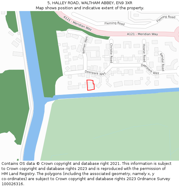 5, HALLEY ROAD, WALTHAM ABBEY, EN9 3XR: Location map and indicative extent of plot