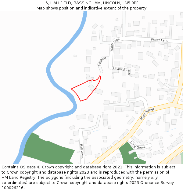 5, HALLFIELD, BASSINGHAM, LINCOLN, LN5 9PF: Location map and indicative extent of plot