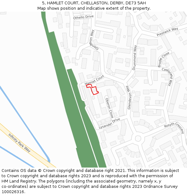 5, HAMLET COURT, CHELLASTON, DERBY, DE73 5AH: Location map and indicative extent of plot