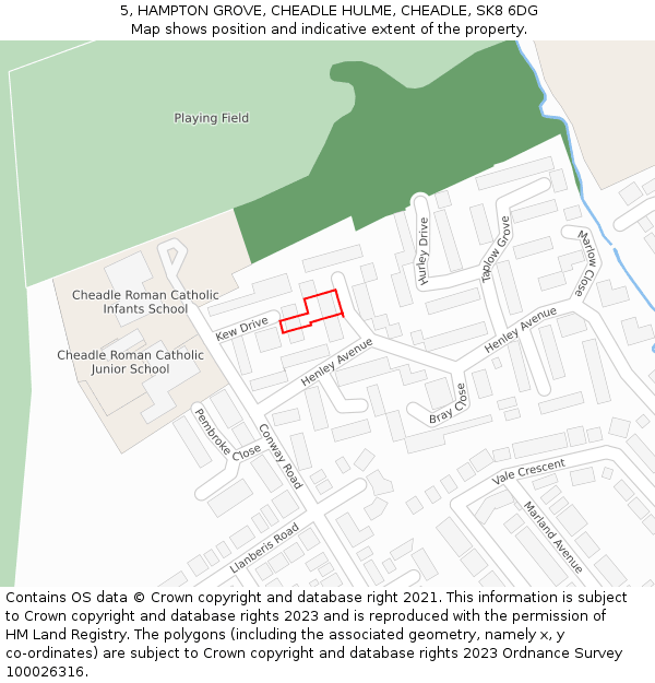 5, HAMPTON GROVE, CHEADLE HULME, CHEADLE, SK8 6DG: Location map and indicative extent of plot