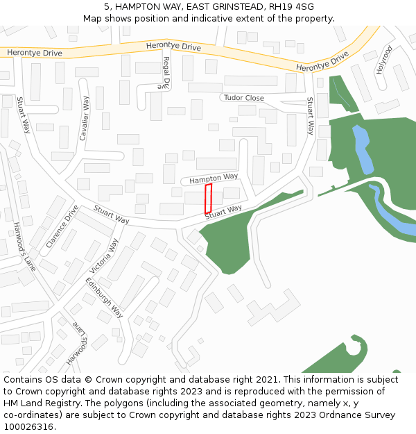 5, HAMPTON WAY, EAST GRINSTEAD, RH19 4SG: Location map and indicative extent of plot