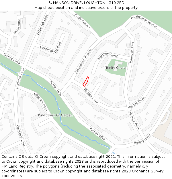 5, HANSON DRIVE, LOUGHTON, IG10 2ED: Location map and indicative extent of plot