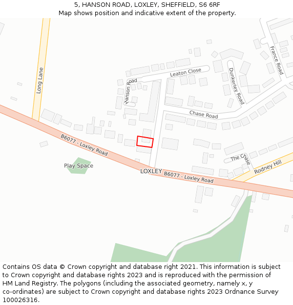 5, HANSON ROAD, LOXLEY, SHEFFIELD, S6 6RF: Location map and indicative extent of plot