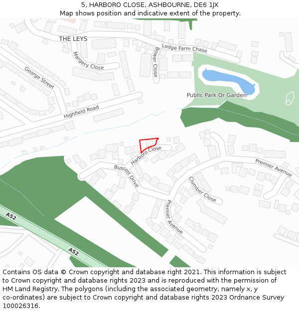 5, HARBORO CLOSE, ASHBOURNE, DE6 1JX: Location map and indicative extent of plot