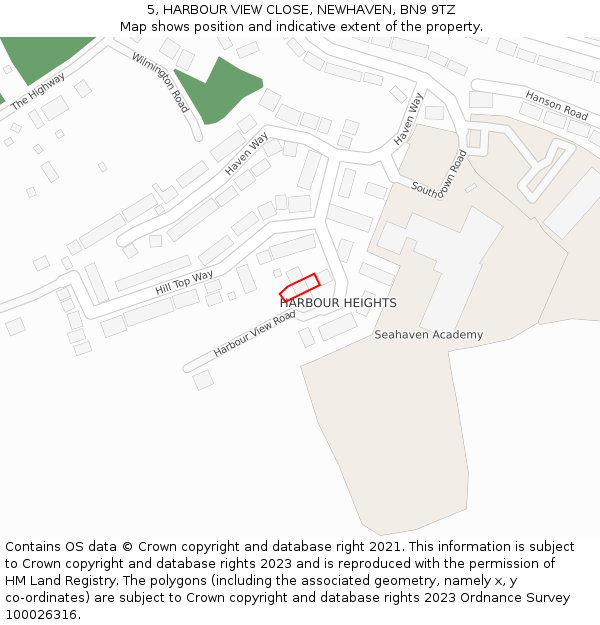 5, HARBOUR VIEW CLOSE, NEWHAVEN, BN9 9TZ: Location map and indicative extent of plot