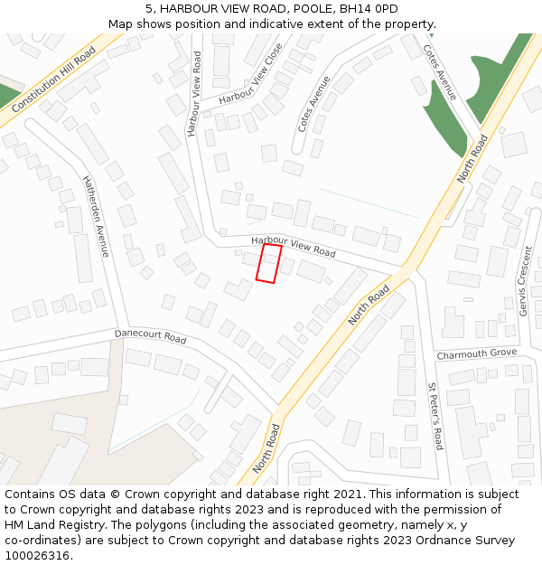 5, HARBOUR VIEW ROAD, POOLE, BH14 0PD: Location map and indicative extent of plot