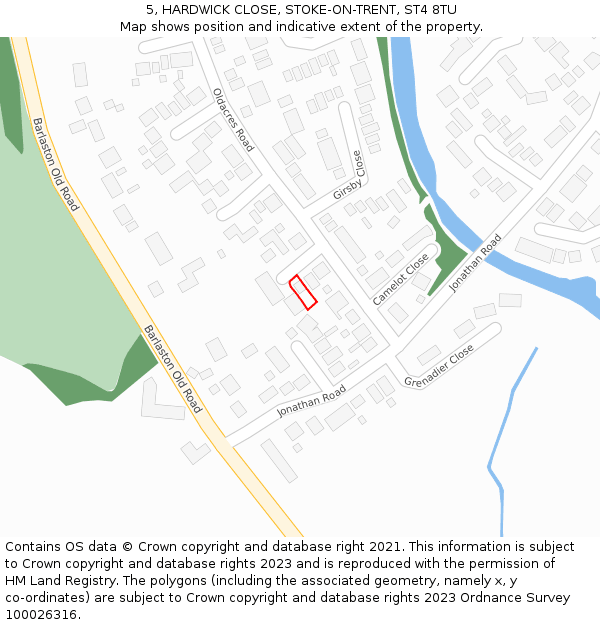 5, HARDWICK CLOSE, STOKE-ON-TRENT, ST4 8TU: Location map and indicative extent of plot