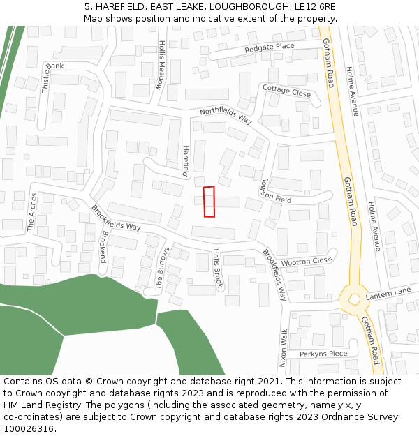 5, HAREFIELD, EAST LEAKE, LOUGHBOROUGH, LE12 6RE: Location map and indicative extent of plot