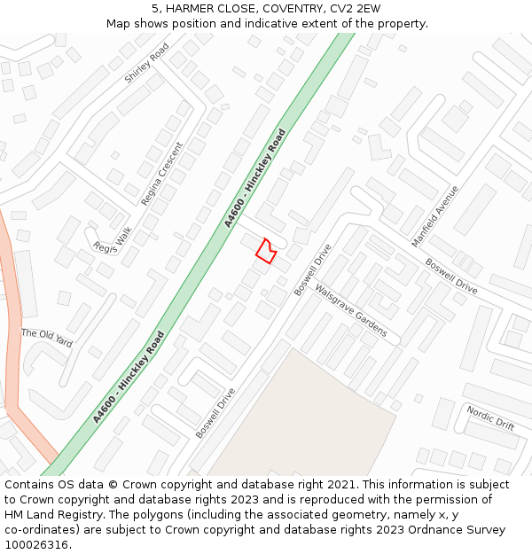 5, HARMER CLOSE, COVENTRY, CV2 2EW: Location map and indicative extent of plot