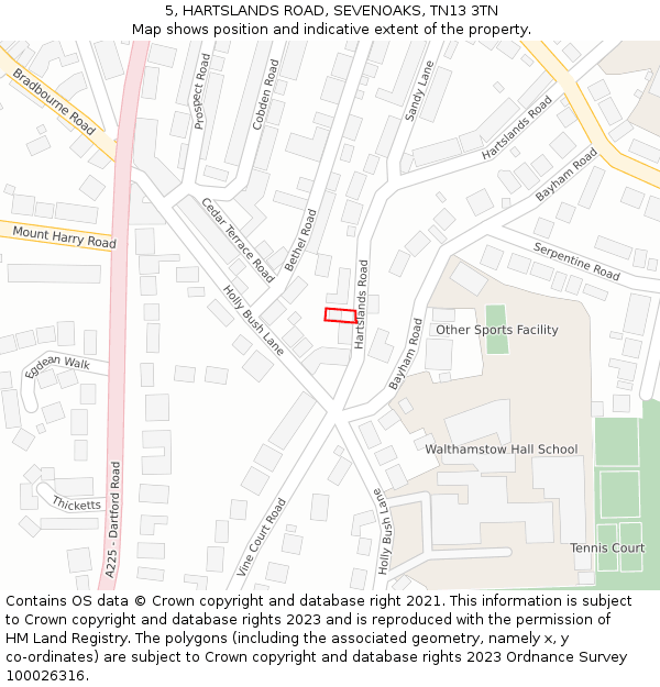 5, HARTSLANDS ROAD, SEVENOAKS, TN13 3TN: Location map and indicative extent of plot