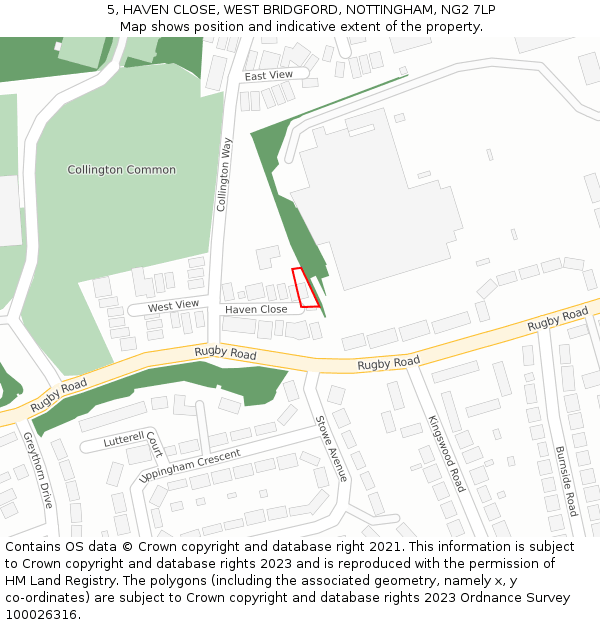 5, HAVEN CLOSE, WEST BRIDGFORD, NOTTINGHAM, NG2 7LP: Location map and indicative extent of plot