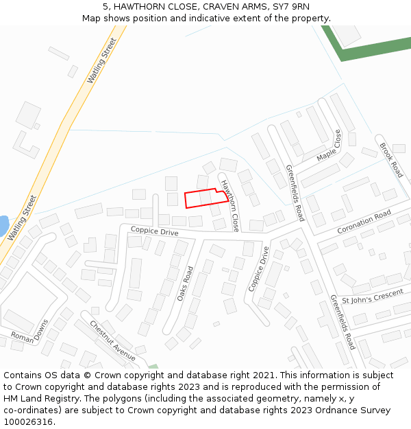 5, HAWTHORN CLOSE, CRAVEN ARMS, SY7 9RN: Location map and indicative extent of plot