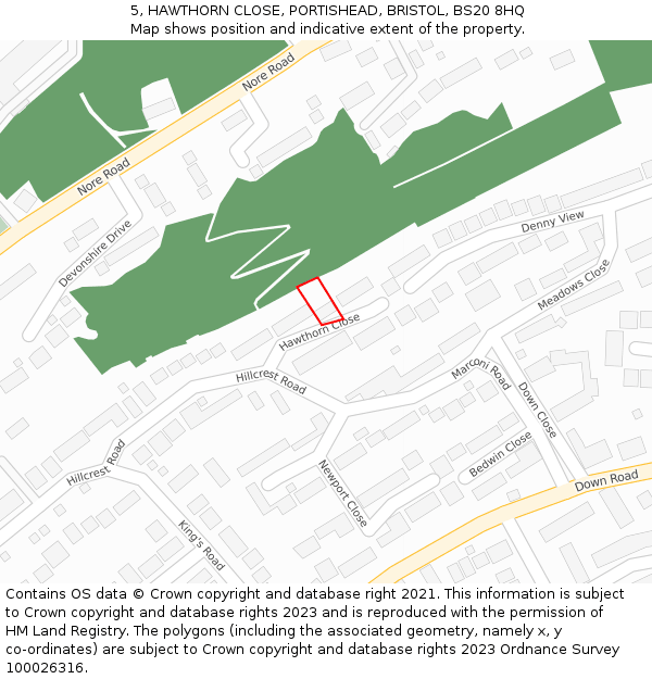 5, HAWTHORN CLOSE, PORTISHEAD, BRISTOL, BS20 8HQ: Location map and indicative extent of plot