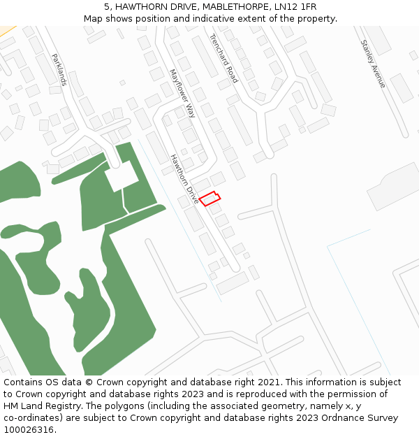 5, HAWTHORN DRIVE, MABLETHORPE, LN12 1FR: Location map and indicative extent of plot