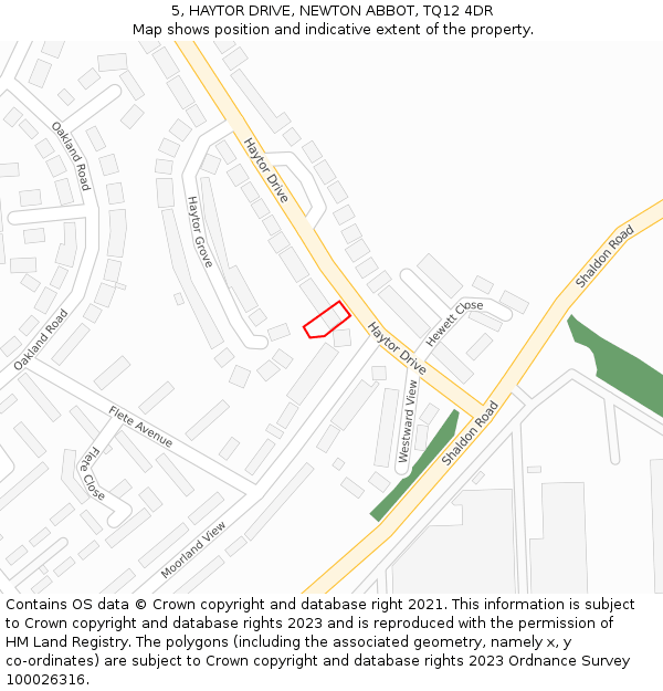 5, HAYTOR DRIVE, NEWTON ABBOT, TQ12 4DR: Location map and indicative extent of plot