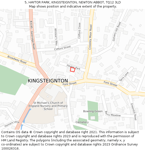 5, HAYTOR PARK, KINGSTEIGNTON, NEWTON ABBOT, TQ12 3LD: Location map and indicative extent of plot
