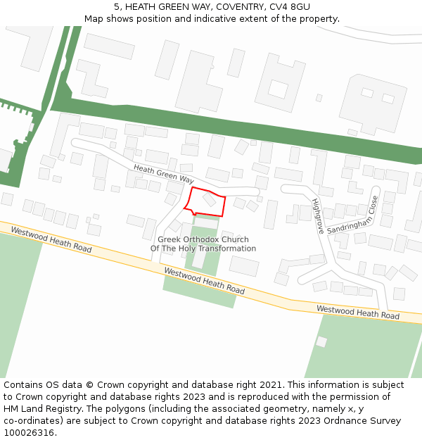 5, HEATH GREEN WAY, COVENTRY, CV4 8GU: Location map and indicative extent of plot