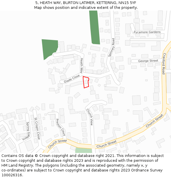 5, HEATH WAY, BURTON LATIMER, KETTERING, NN15 5YF: Location map and indicative extent of plot