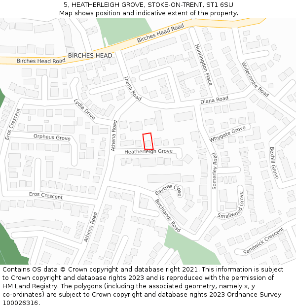 5, HEATHERLEIGH GROVE, STOKE-ON-TRENT, ST1 6SU: Location map and indicative extent of plot