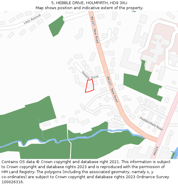 5, HEBBLE DRIVE, HOLMFIRTH, HD9 3XU: Location map and indicative extent of plot