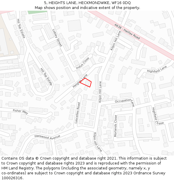 5, HEIGHTS LANE, HECKMONDWIKE, WF16 0DQ: Location map and indicative extent of plot