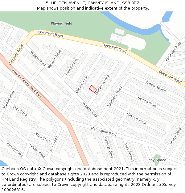 5, HELDEN AVENUE, CANVEY ISLAND, SS8 8BZ: Location map and indicative extent of plot
