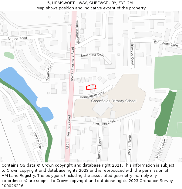 5, HEMSWORTH WAY, SHREWSBURY, SY1 2AH: Location map and indicative extent of plot