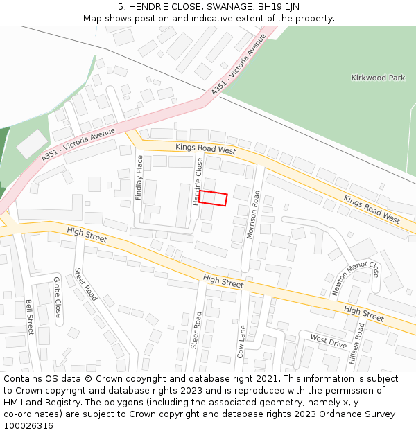 5, HENDRIE CLOSE, SWANAGE, BH19 1JN: Location map and indicative extent of plot
