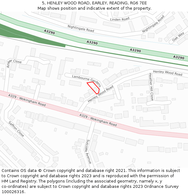 5, HENLEY WOOD ROAD, EARLEY, READING, RG6 7EE: Location map and indicative extent of plot