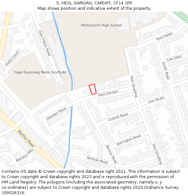 5, HEOL GWRGAN, CARDIFF, CF14 1PP: Location map and indicative extent of plot