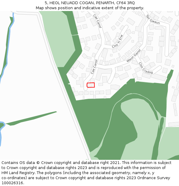 5, HEOL NEUADD COGAN, PENARTH, CF64 3RQ: Location map and indicative extent of plot