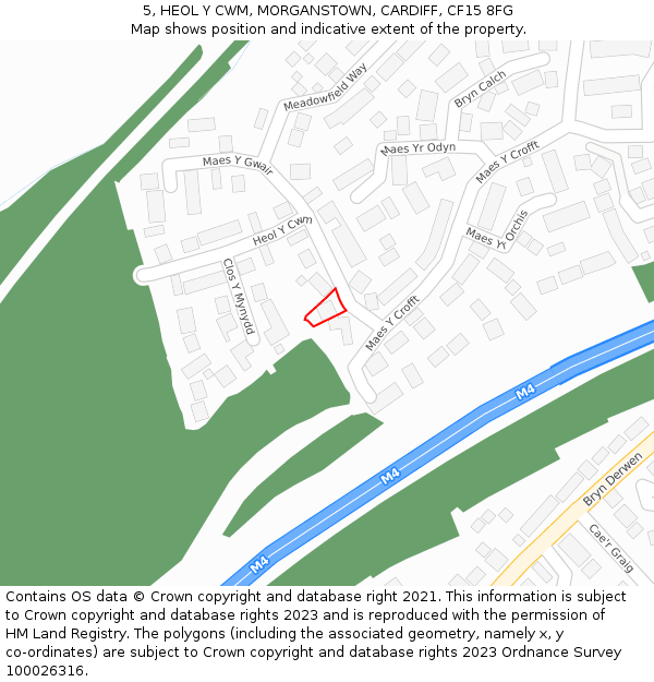 5, HEOL Y CWM, MORGANSTOWN, CARDIFF, CF15 8FG: Location map and indicative extent of plot