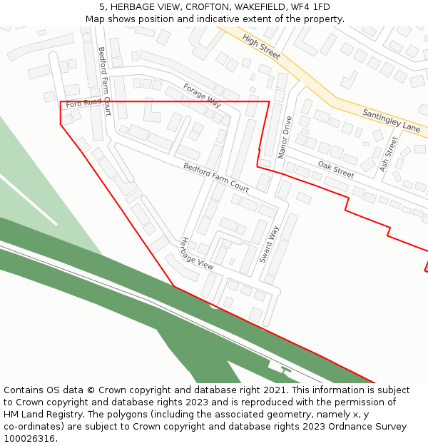 5, HERBAGE VIEW, CROFTON, WAKEFIELD, WF4 1FD: Location map and indicative extent of plot