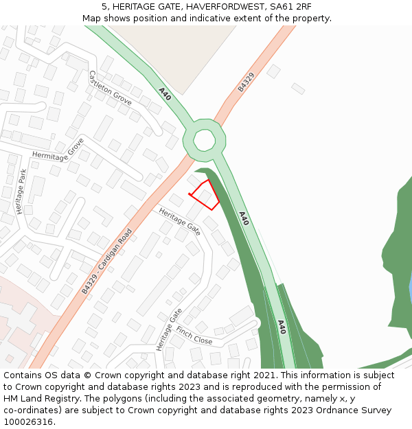 5, HERITAGE GATE, HAVERFORDWEST, SA61 2RF: Location map and indicative extent of plot