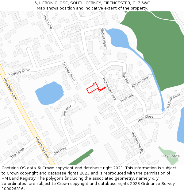 5, HERON CLOSE, SOUTH CERNEY, CIRENCESTER, GL7 5WG: Location map and indicative extent of plot