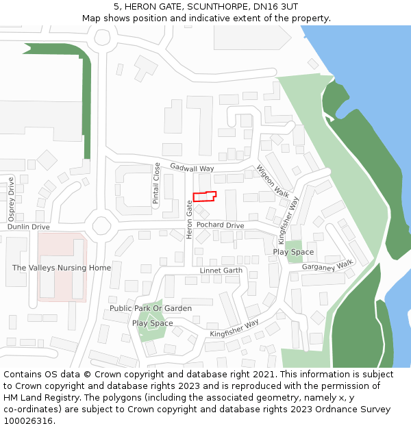 5, HERON GATE, SCUNTHORPE, DN16 3UT: Location map and indicative extent of plot