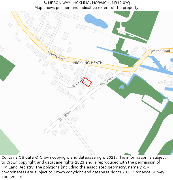5, HERON WAY, HICKLING, NORWICH, NR12 0YQ: Location map and indicative extent of plot