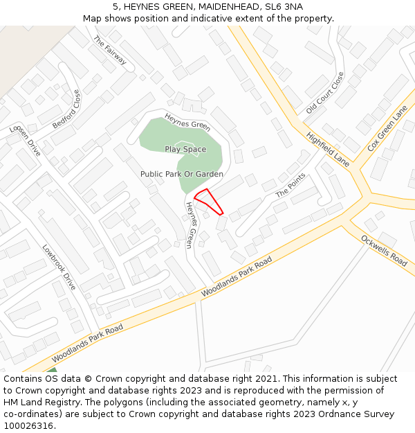 5, HEYNES GREEN, MAIDENHEAD, SL6 3NA: Location map and indicative extent of plot