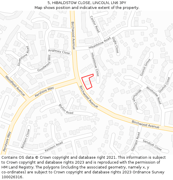 5, HIBALDSTOW CLOSE, LINCOLN, LN6 3PY: Location map and indicative extent of plot