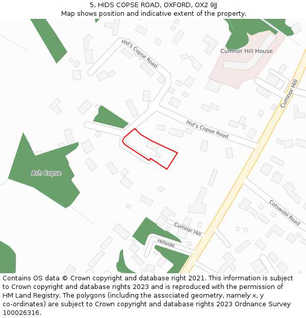 5, HIDS COPSE ROAD, OXFORD, OX2 9JJ: Location map and indicative extent of plot