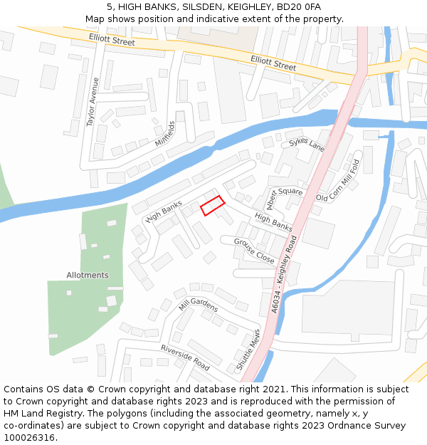 5, HIGH BANKS, SILSDEN, KEIGHLEY, BD20 0FA: Location map and indicative extent of plot