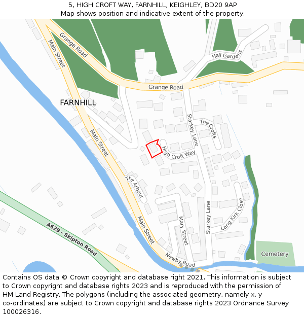 5, HIGH CROFT WAY, FARNHILL, KEIGHLEY, BD20 9AP: Location map and indicative extent of plot